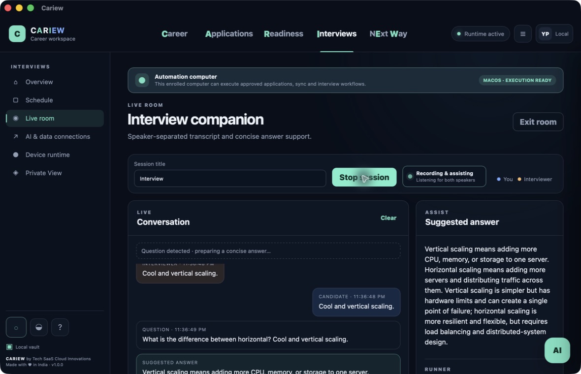 Cariew interview preparation companion